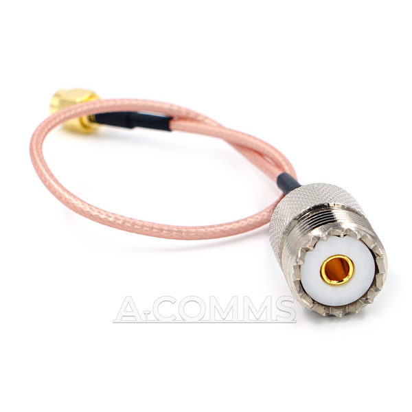 Кабельна збірка UHF-Female (SO239) - SMA-Male ВЧ кабель перехідник RG316 довжина 30 см UHF-F-SMA-M-RG316-0.3 фото