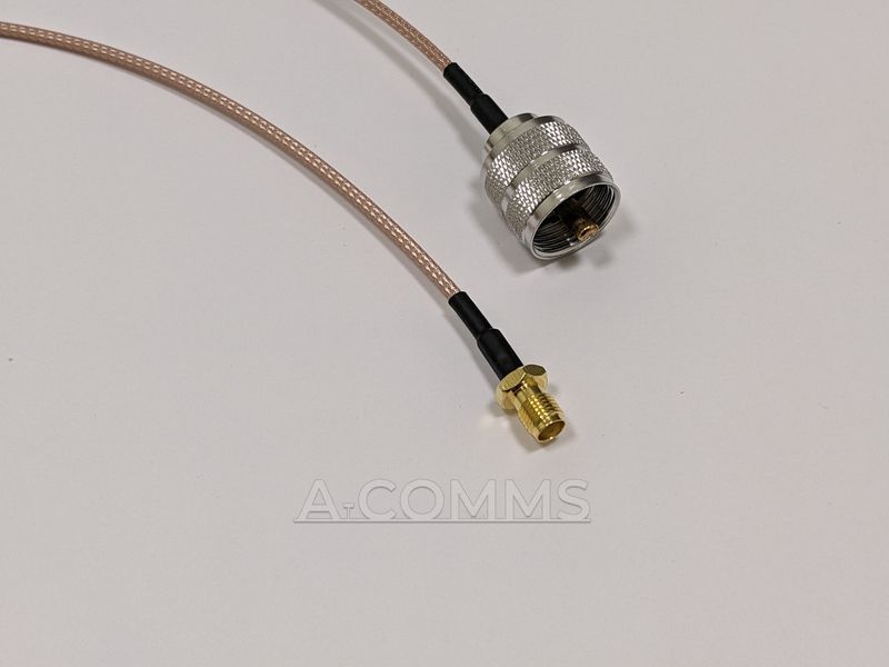 Кабельна збірка SMA-Female - UHF-Male (PL259) ВЧ кабель перехідник RG316 довжина 30 см SMA-F-UHF-M-RG316-0.3 фото