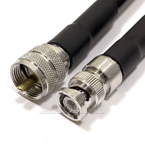 Кабельна збірка UHF-Male (PL259) - BNC Male ВЧ кабель перехідник LMR 400 довжина 50 см UHF-M-BNC-M-LMR400-0.5 фото