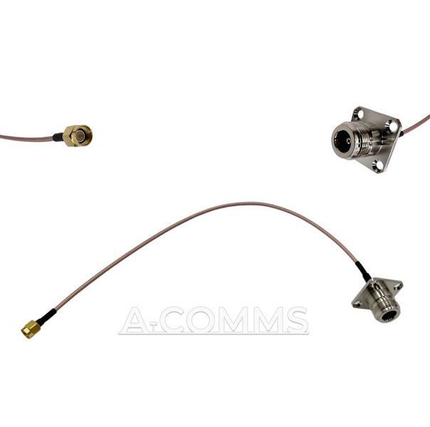 Кабельная сборка N-Type-Female Flange - SMA Male ВЧ кабель переходник RG316 длинна 30 см N-Type-F-Fl-SMA-M-RG316-0.3 фото